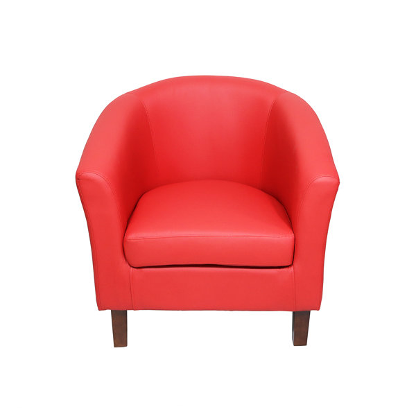 Red leather store accent chair